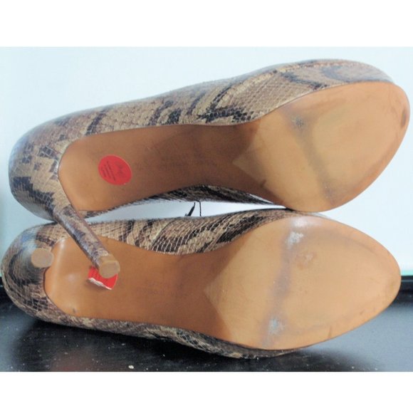 ZARA LEATHER TAUPE TAN SNAKESKIN PLATFORM PUMP 7.5 NWT - Picture 5 of 7
